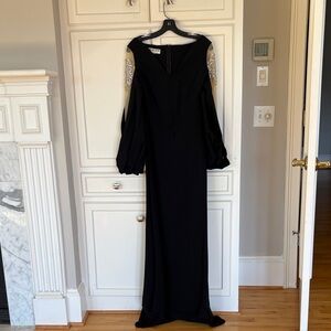 Chiara Boni Couture Navy Long Sleeve Dress with Crystal embellished shoulders